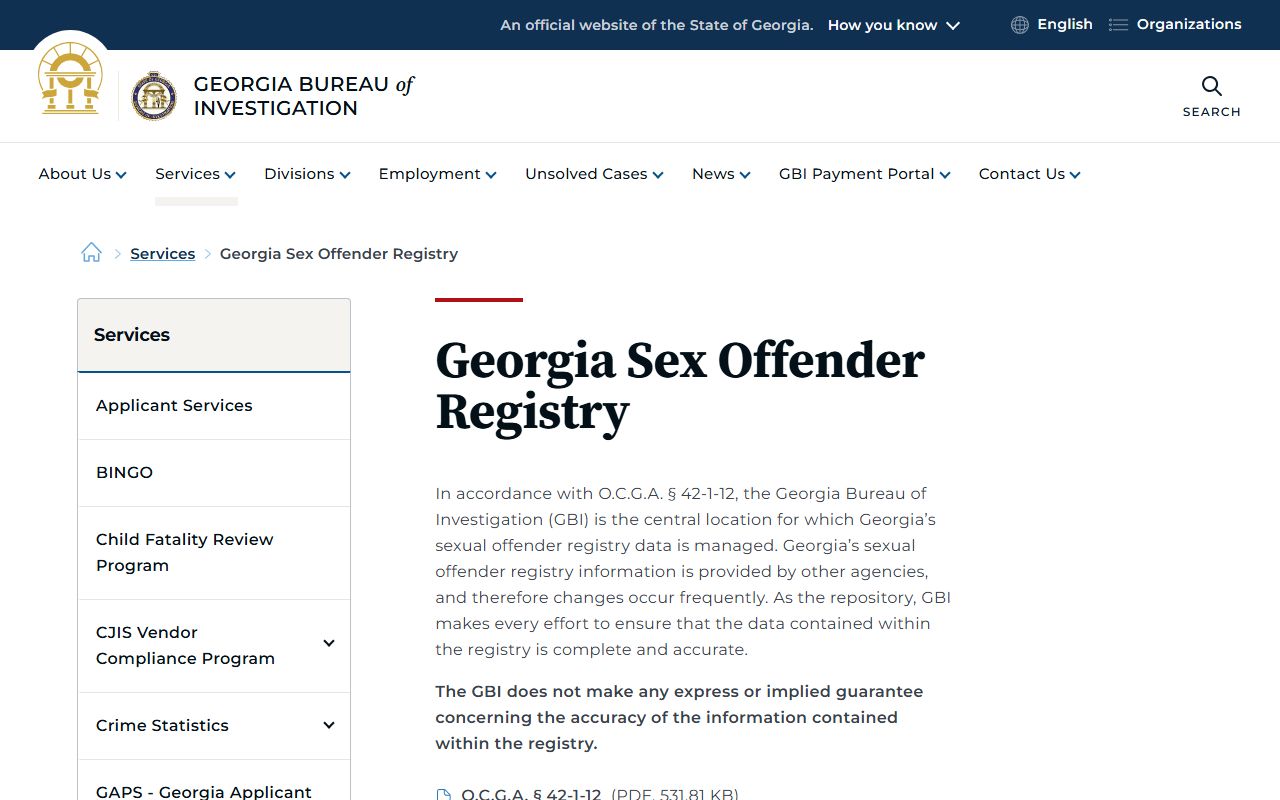 Wilkinson County inmate records GBI sex offender registry source